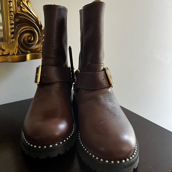 Sophia Webster BLAKE BIKER BOOT Chocolate & Crystal Harness - Picture 7 of 16